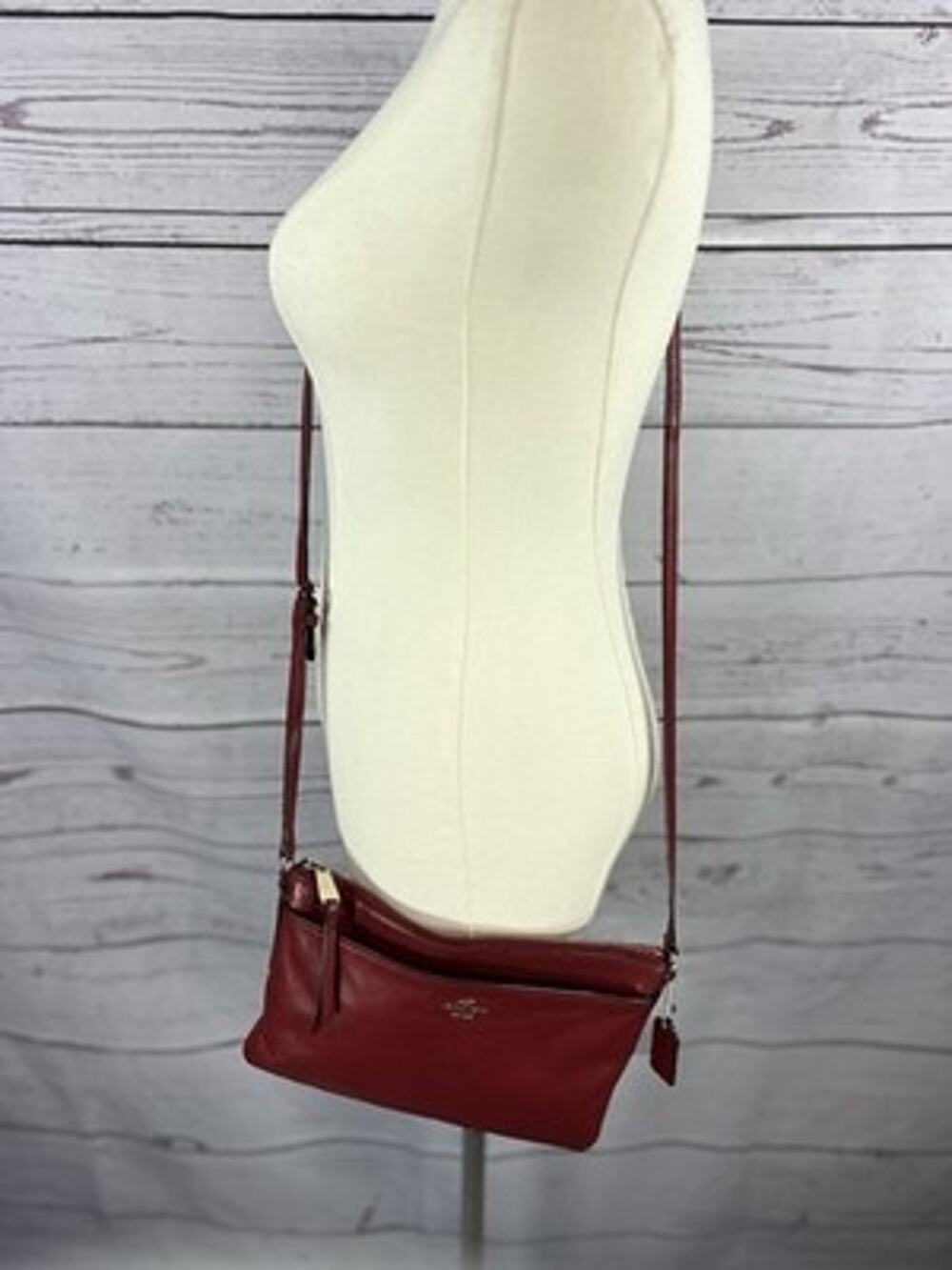 Coach Red Leather Crossbody Bag Single Zip